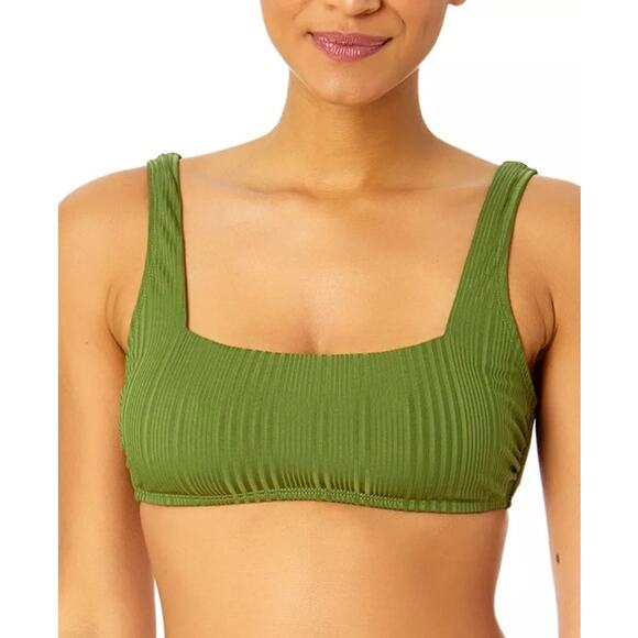 Salt + Cove Women's Square Neck Ribbed Bikini Top In Olive - Picture 1 of 5